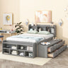Bed With Bookcase Headboard, Under Bed Storage Drawers And Bed End Storage Case
