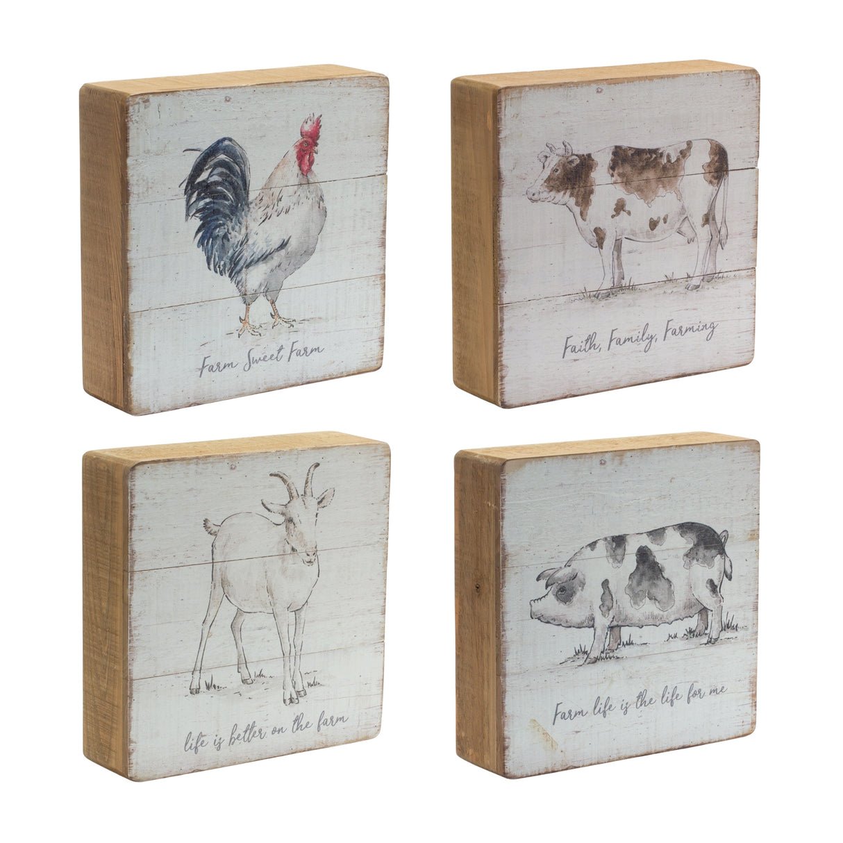 Rustic-wood-farm-animal-sentiment-block-(set-of-4)-Wall-Signs