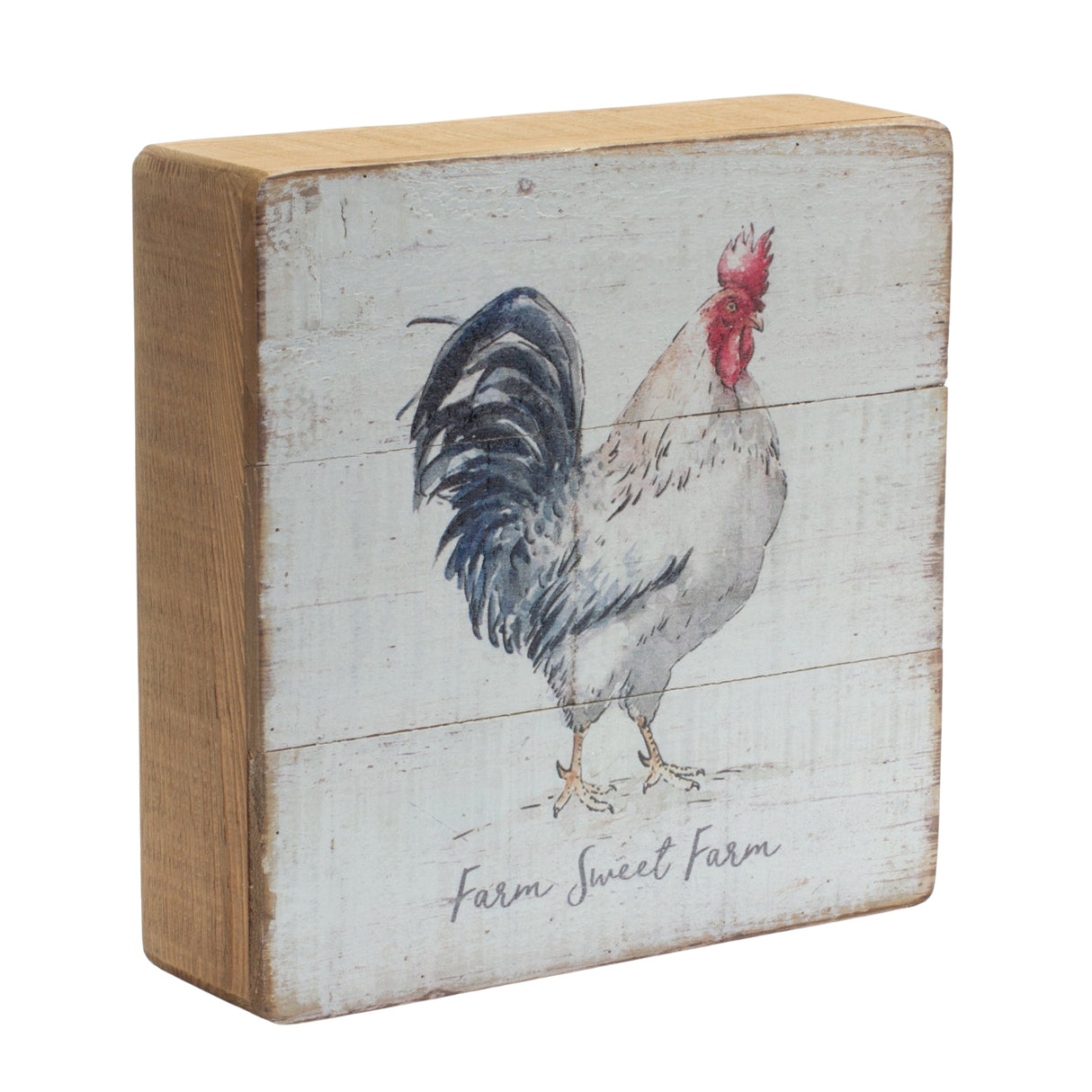 Rustic wood farm animal sentiment block (set of 4)