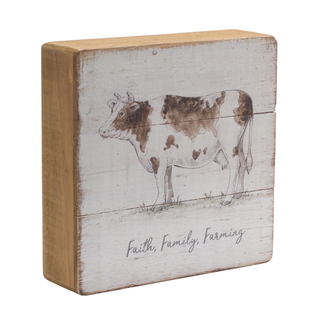 Rustic wood farm animal sentiment block (set of 4)