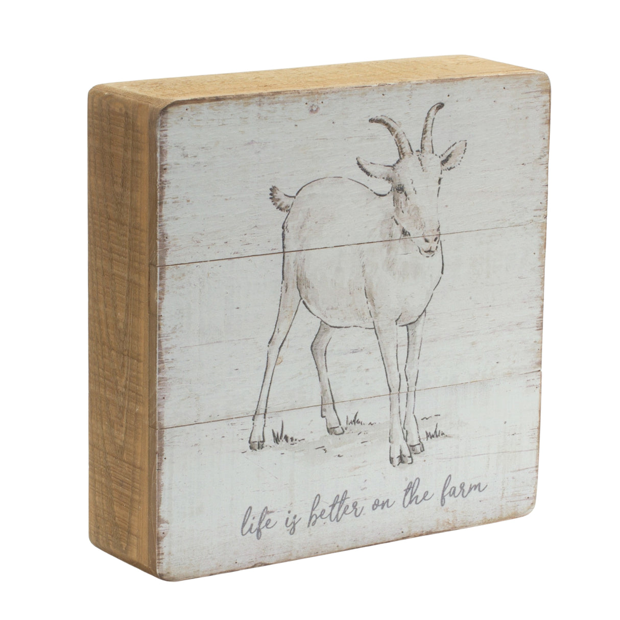 Rustic wood farm animal sentiment block (set of 4)