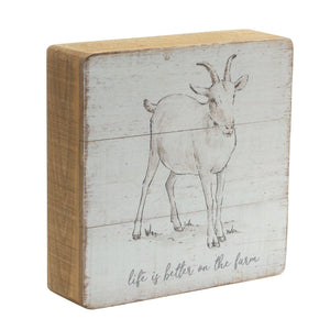 Rustic wood farm animal sentiment block (set of 4)