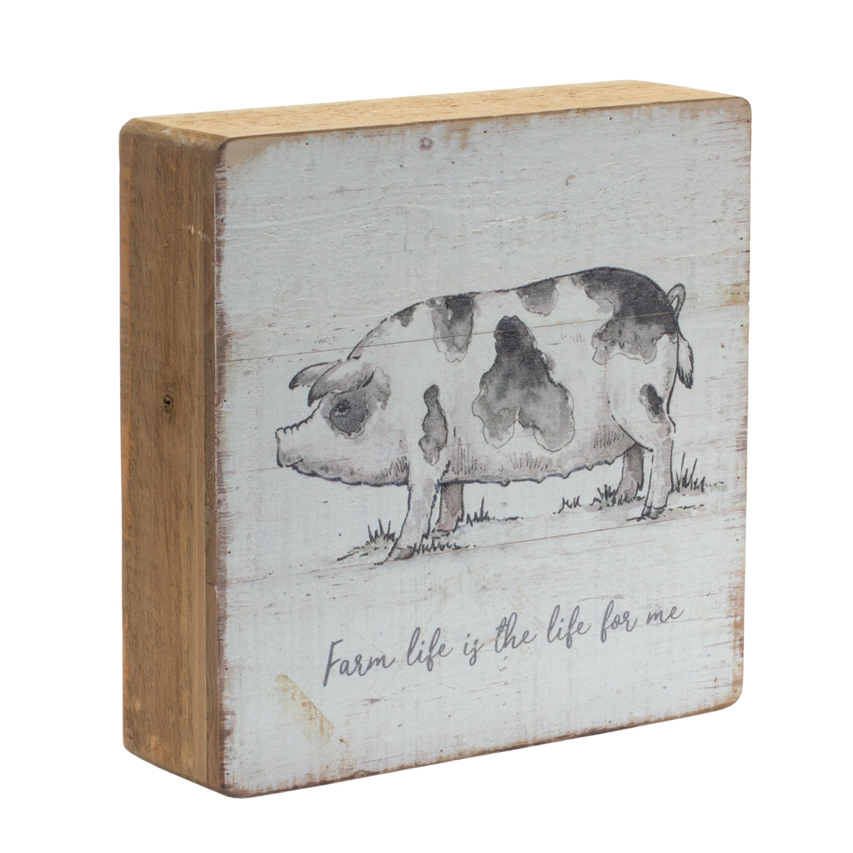 Rustic wood farm animal sentiment block (set of 4)