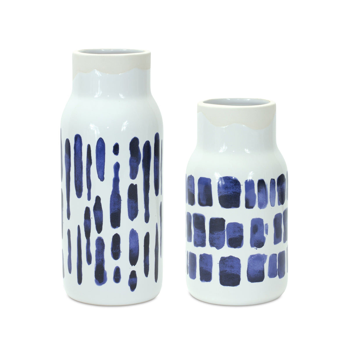 Two-tone tie dye design ceramic vase (set of 2)