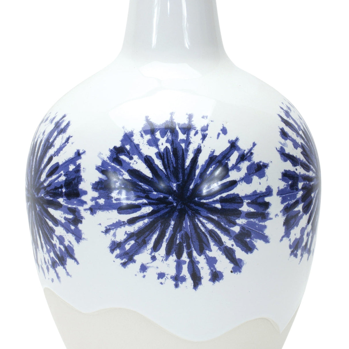 Two-Tone Tie Dye Design Ceramic Vase 11"H