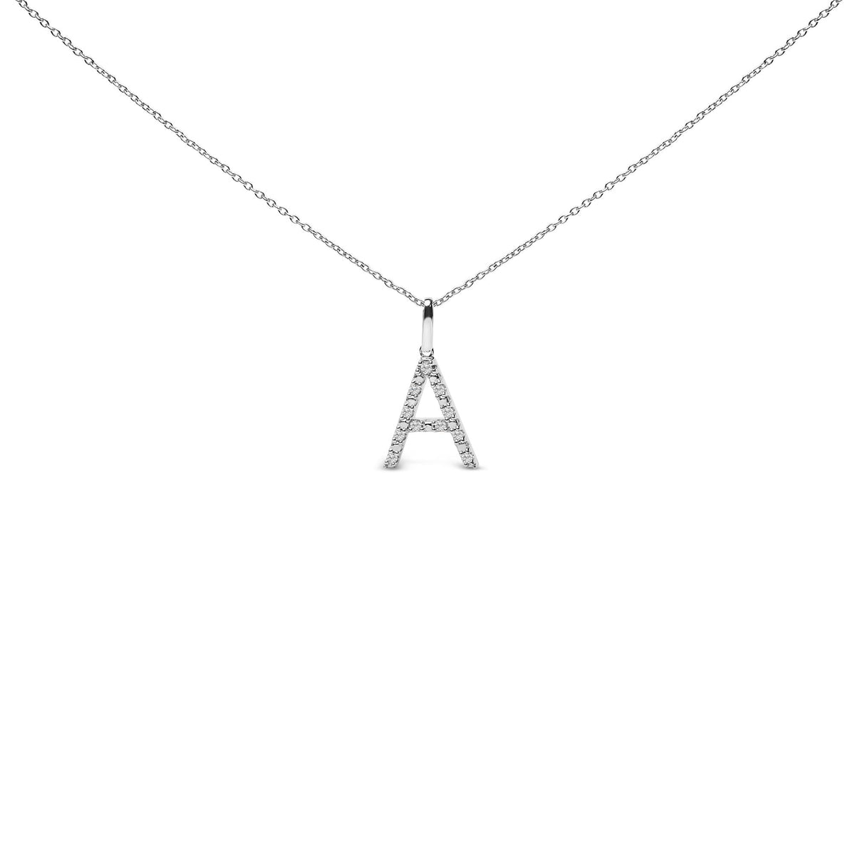Sterling Silver Diamond Accent "A-Z" Initial Pendant Necklace