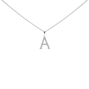 Sterling Silver Diamond Accent "A-Z" Initial Pendant Necklace