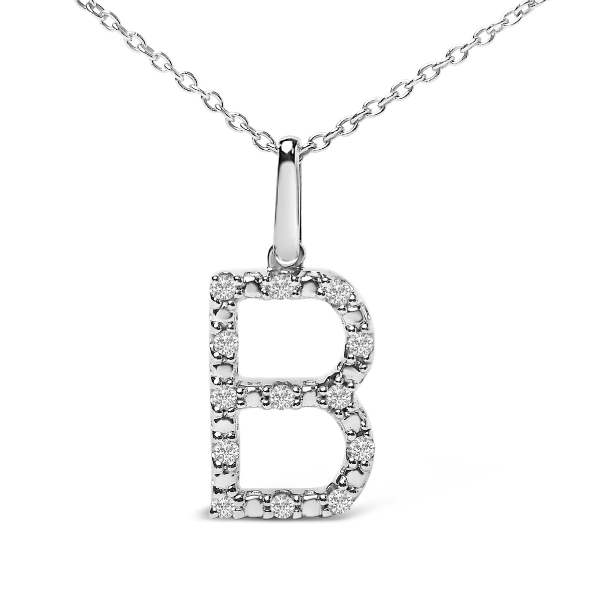Sterling Silver Diamond Accent "A-Z" Initial Pendant Necklace