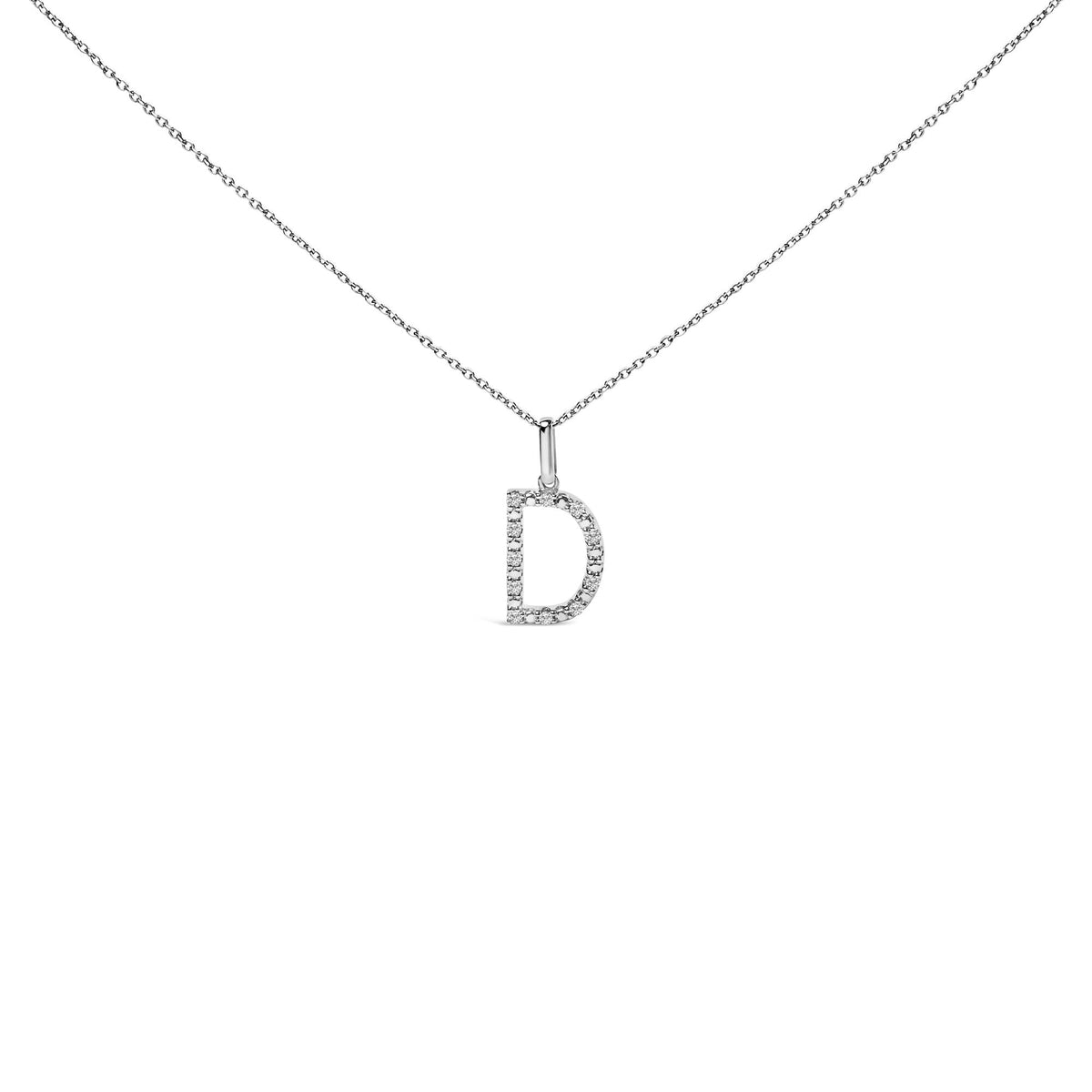 Sterling Silver Diamond Accent "A-Z" Initial Pendant Necklace