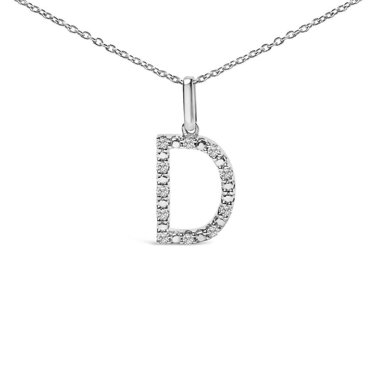 Sterling Silver Diamond Accent "A-Z" Initial Pendant Necklace
