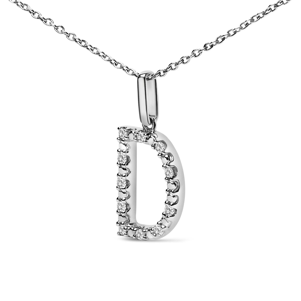 Sterling Silver Diamond Accent "A-Z" Initial Pendant Necklace