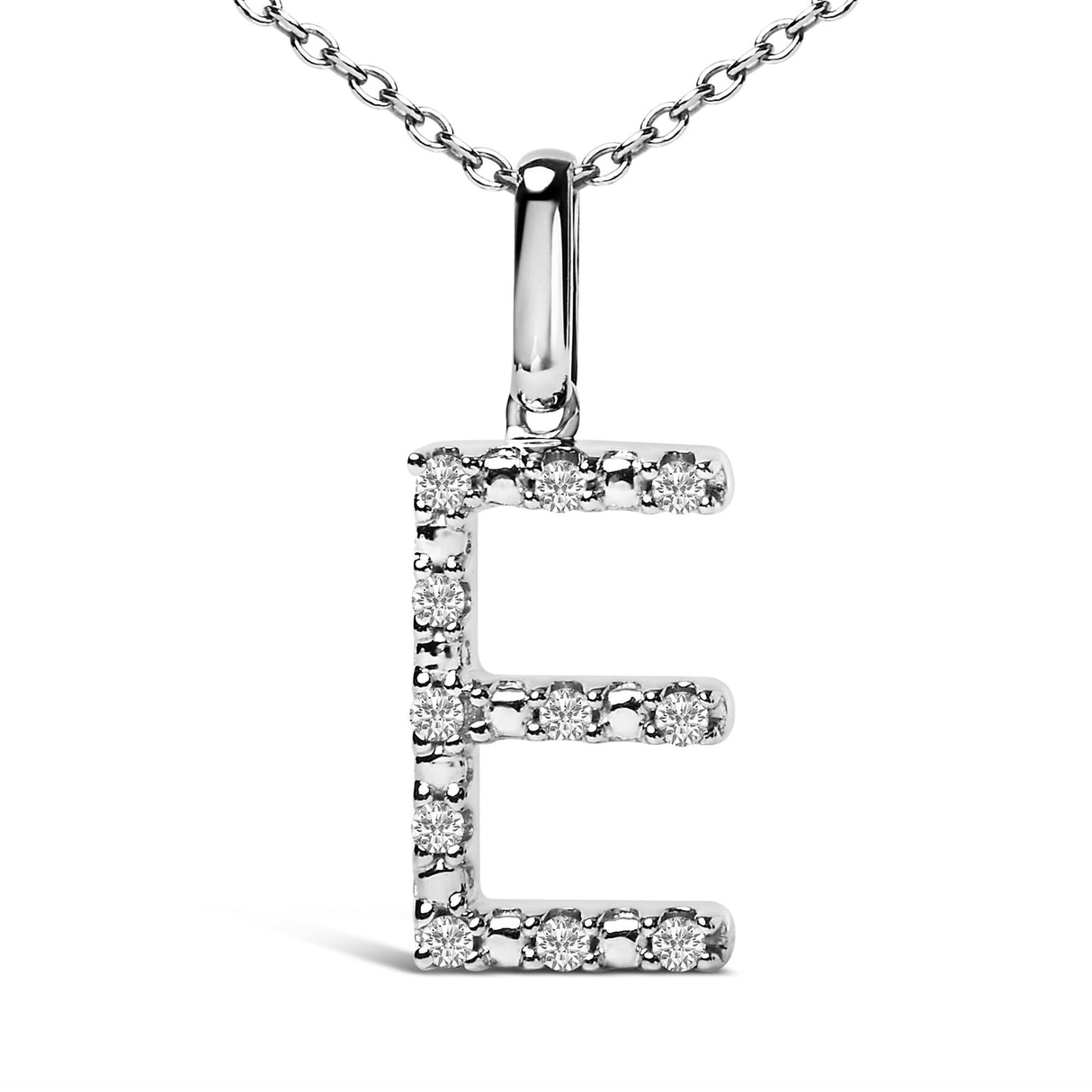 Sterling Silver Diamond Accent "A-Z" Initial Pendant Necklace