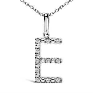 Sterling Silver Diamond Accent "A-Z" Initial Pendant Necklace