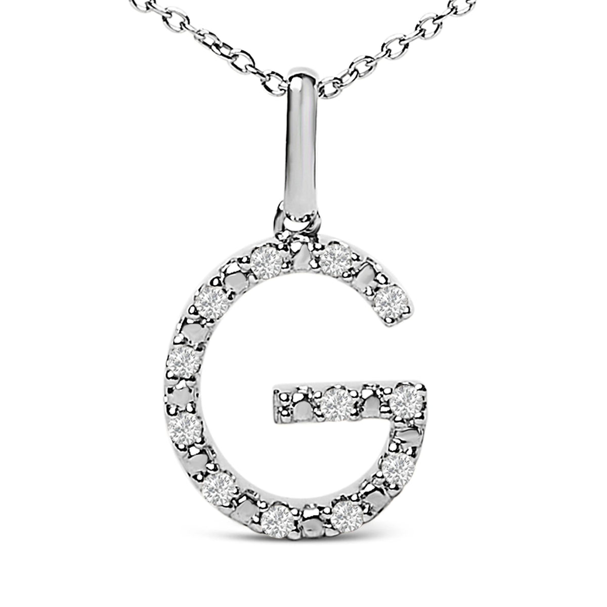 Sterling Silver Diamond Accent "A-Z" Initial Pendant Necklace
