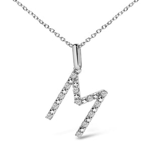 Sterling Silver Diamond Accent "A-Z" Initial Pendant Necklace