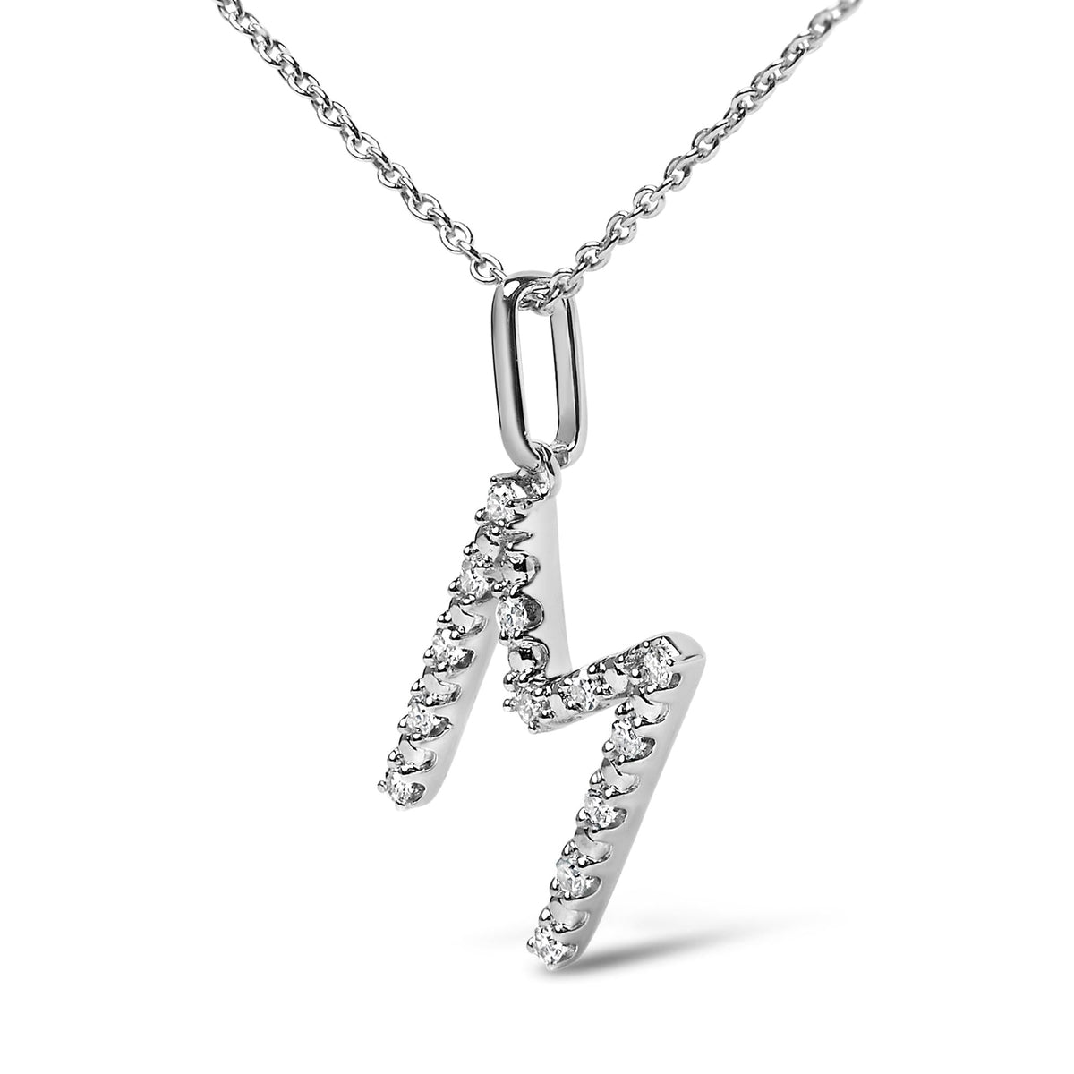 Sterling Silver Diamond Accent "A-Z" Initial Pendant Necklace