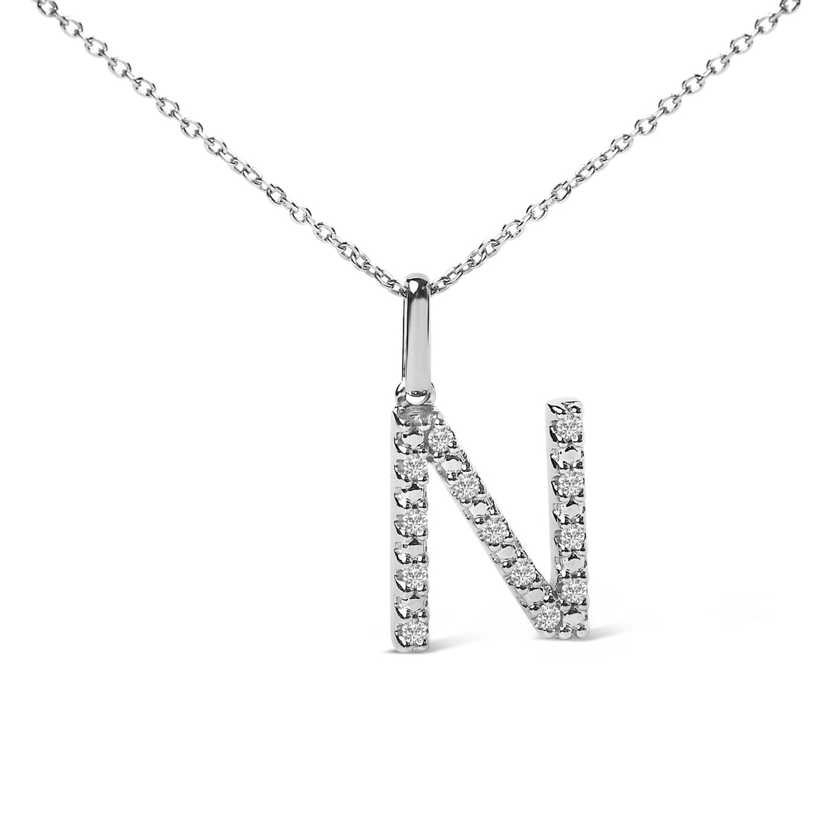 Sterling Silver Diamond Accent "A-Z" Initial Pendant Necklace