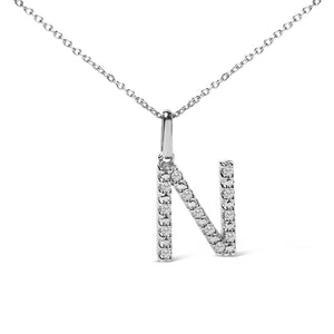 Sterling Silver Diamond Accent "A-Z" Initial Pendant Necklace