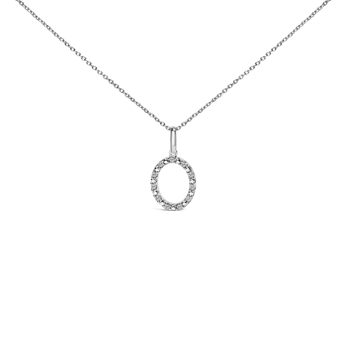 Sterling Silver Diamond Accent "A-Z" Initial Pendant Necklace