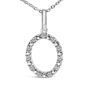 Sterling Silver Diamond Accent "A-Z" Initial Pendant Necklace