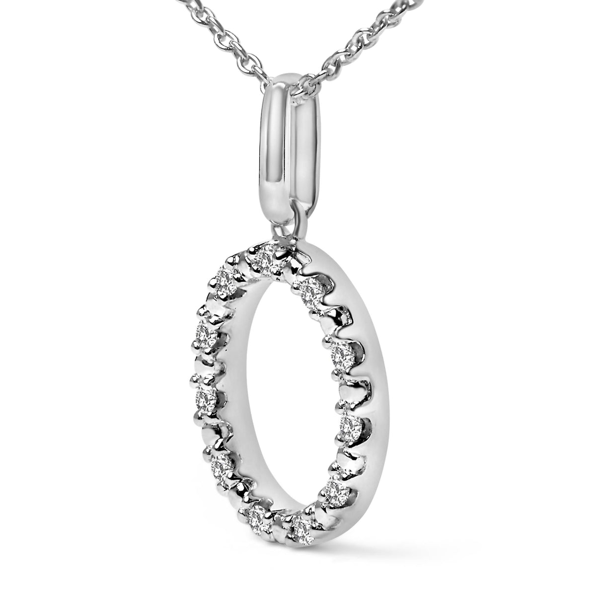 Sterling Silver Diamond Accent "A-Z" Initial Pendant Necklace