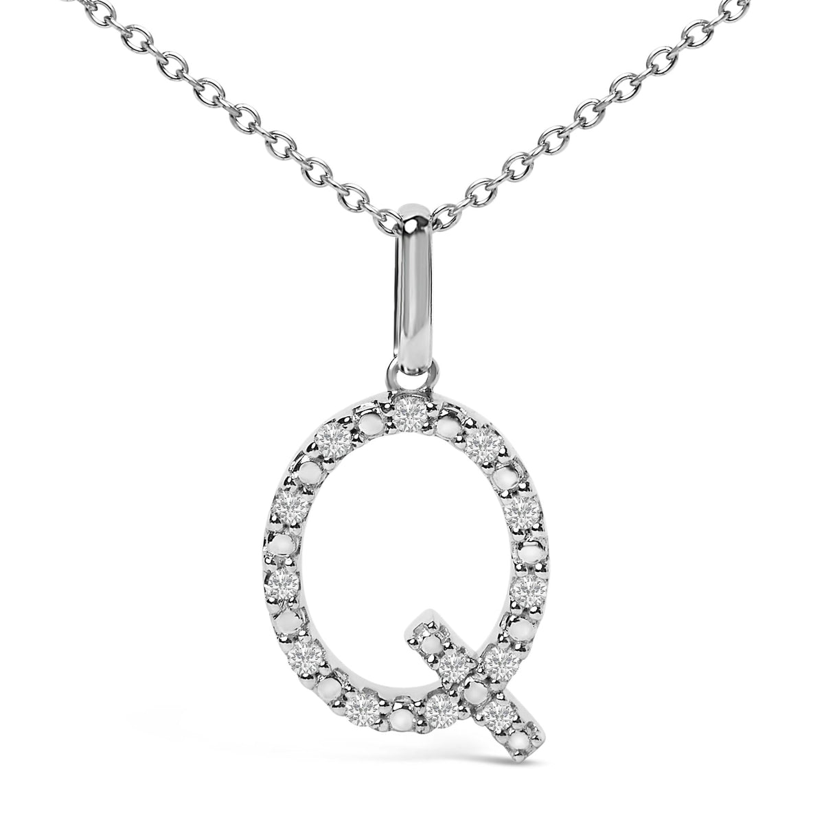 Sterling Silver Diamond Accent "A-Z" Initial Pendant Necklace