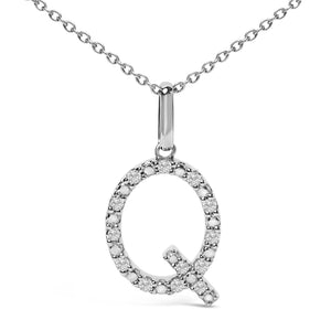 Sterling Silver Diamond Accent "A-Z" Initial Pendant Necklace