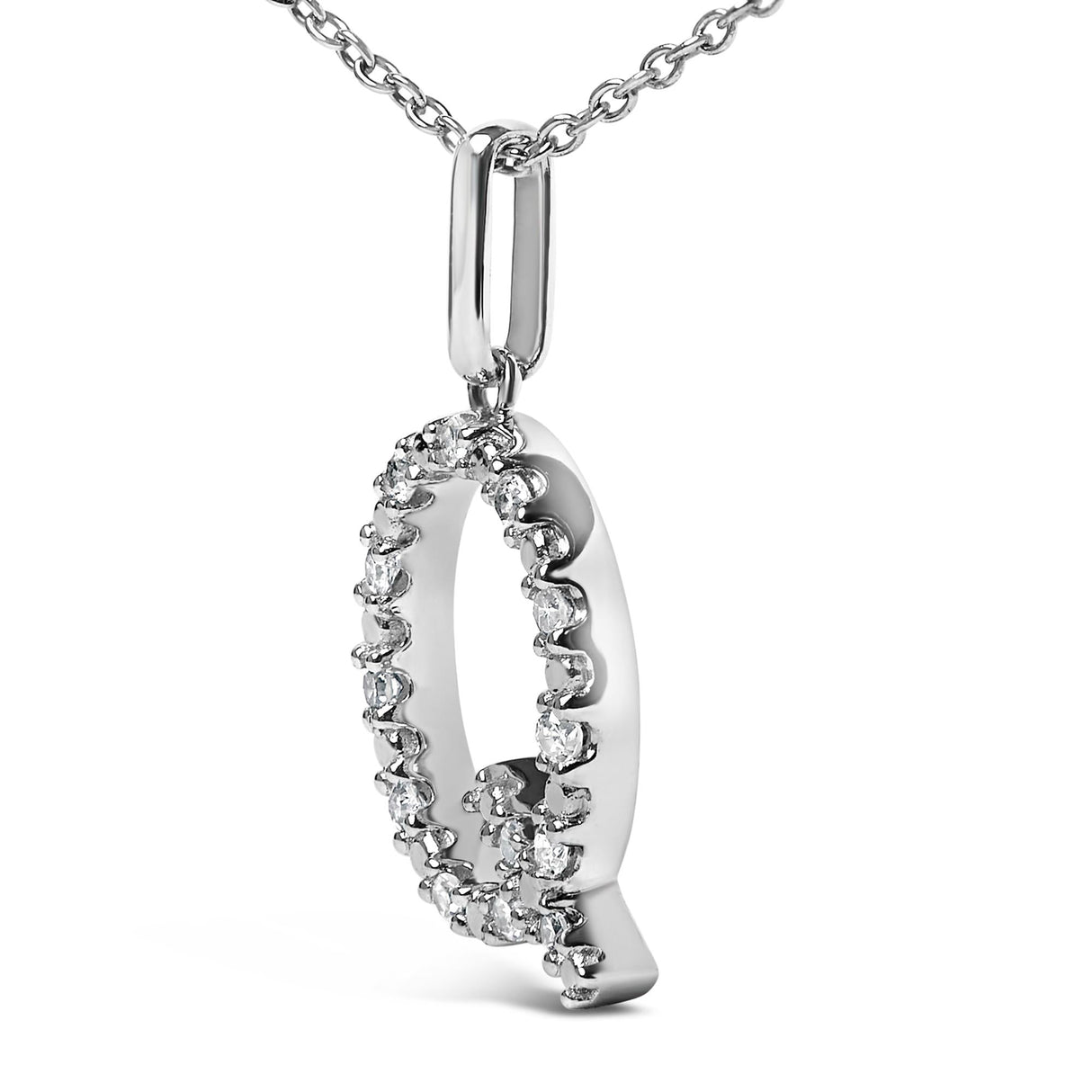 Sterling Silver Diamond Accent "A-Z" Initial Pendant Necklace