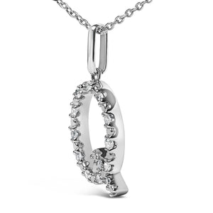 Sterling Silver Diamond Accent "A-Z" Initial Pendant Necklace