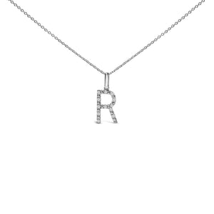Sterling Silver Diamond Accent "A-Z" Initial Pendant Necklace