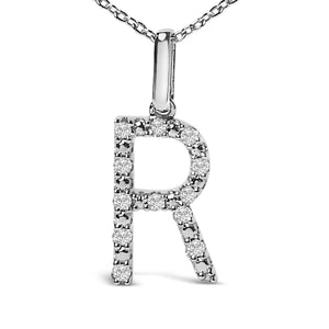 Sterling Silver Diamond Accent "A-Z" Initial Pendant Necklace