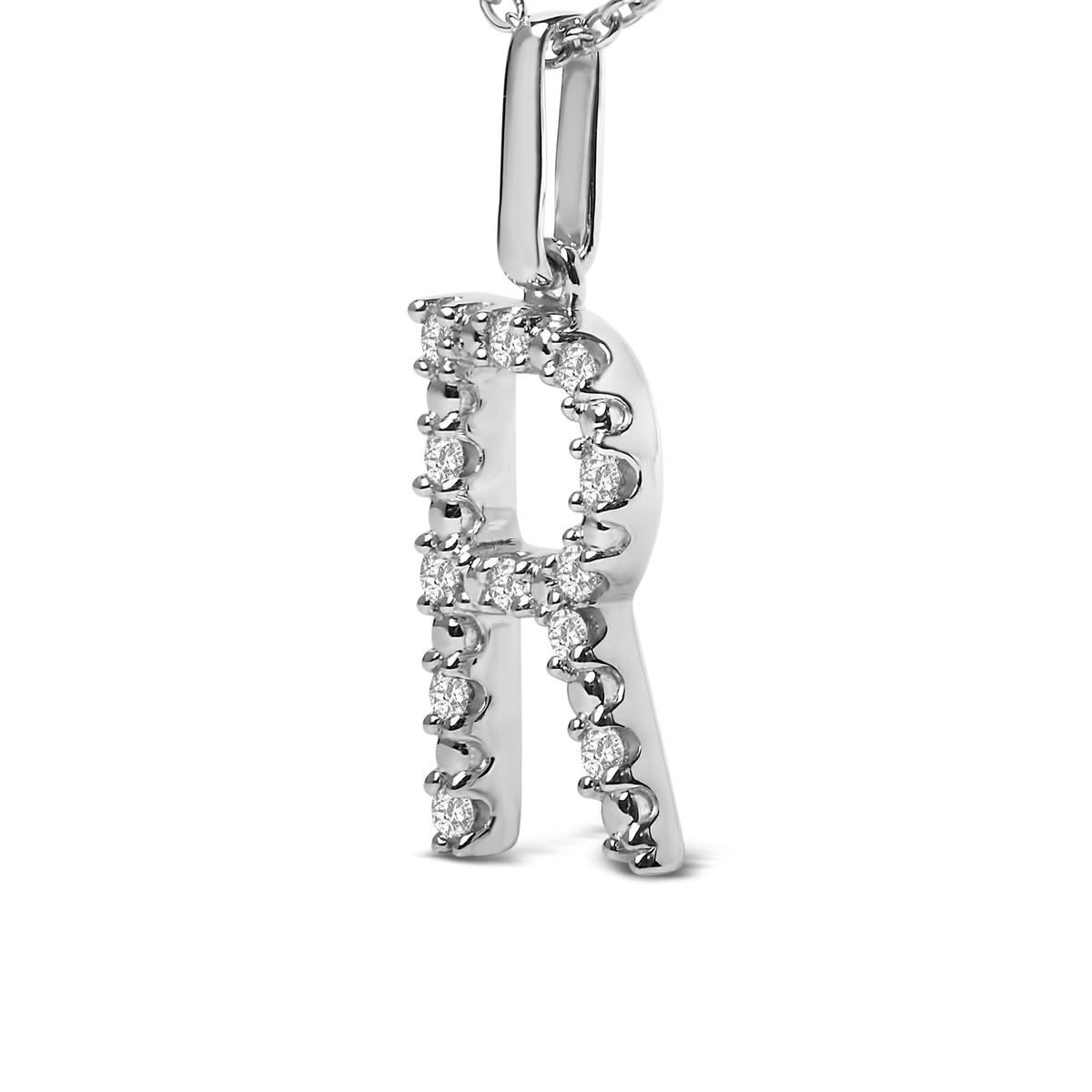 Sterling Silver Diamond Accent "A-Z" Initial Pendant Necklace