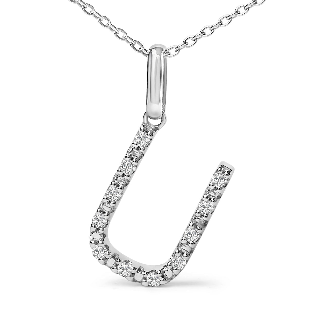 Sterling Silver Diamond Accent "A-Z" Initial Pendant Necklace