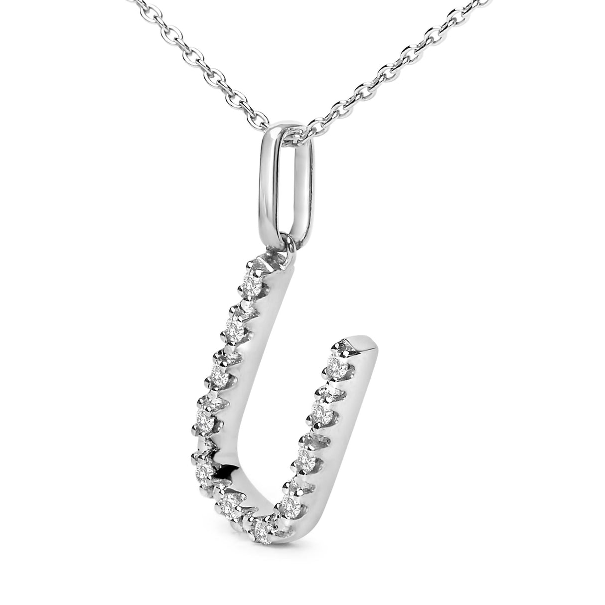 Sterling Silver Diamond Accent "A-Z" Initial Pendant Necklace