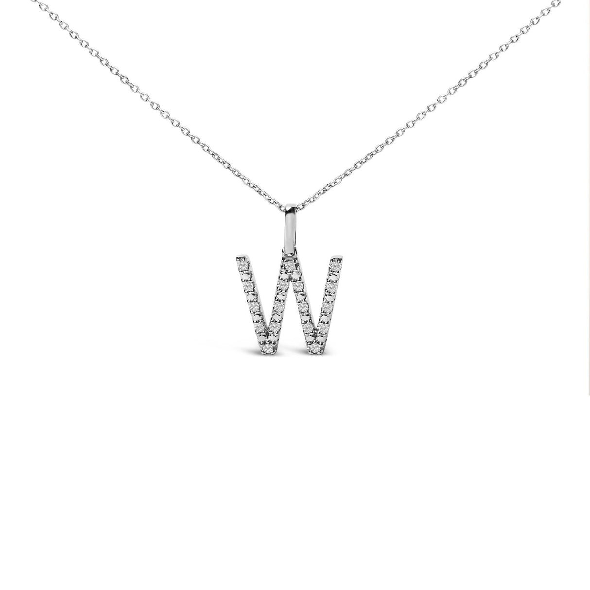 Sterling Silver Diamond Accent "A-Z" Initial Pendant Necklace