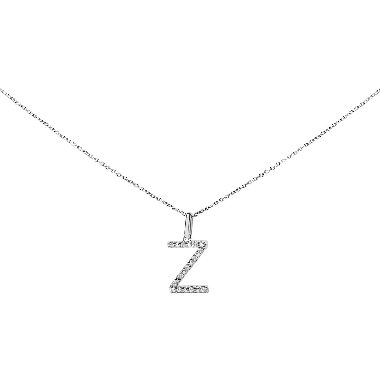 Sterling Silver Diamond Accent "A-Z" Initial Pendant Necklace