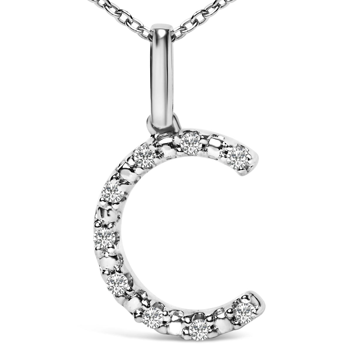 Sterling Silver Diamond Accent "A-Z" Initial Pendant Necklace