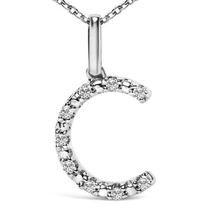 Sterling Silver Diamond Accent "A-Z" Initial Pendant Necklace