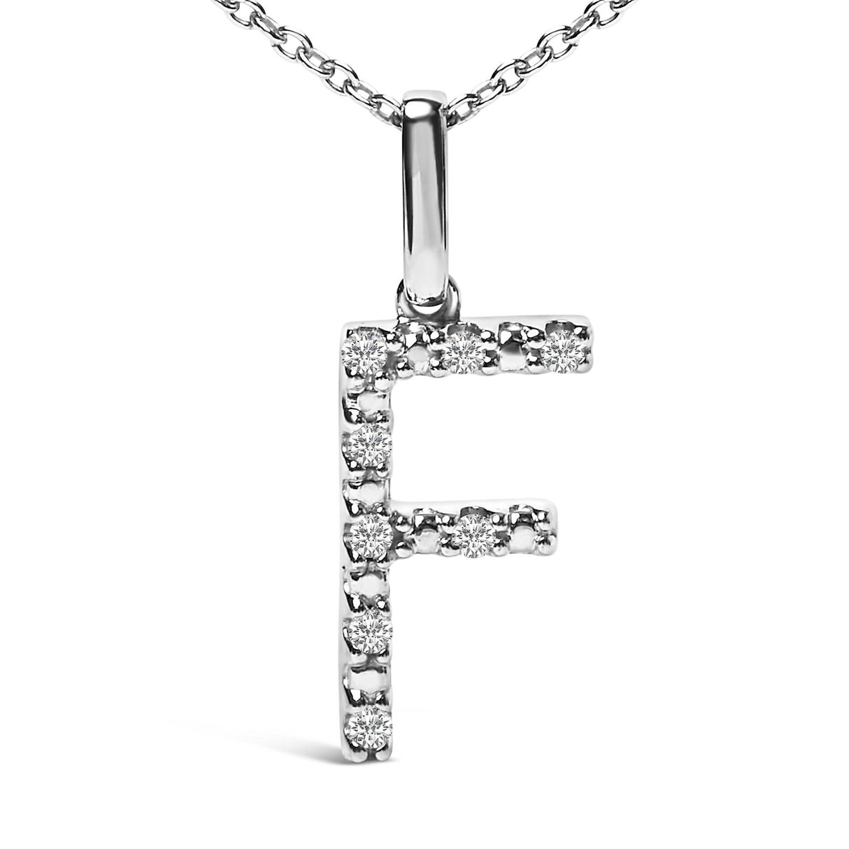 Sterling Silver Diamond Accent "A-Z" Initial Pendant Necklace