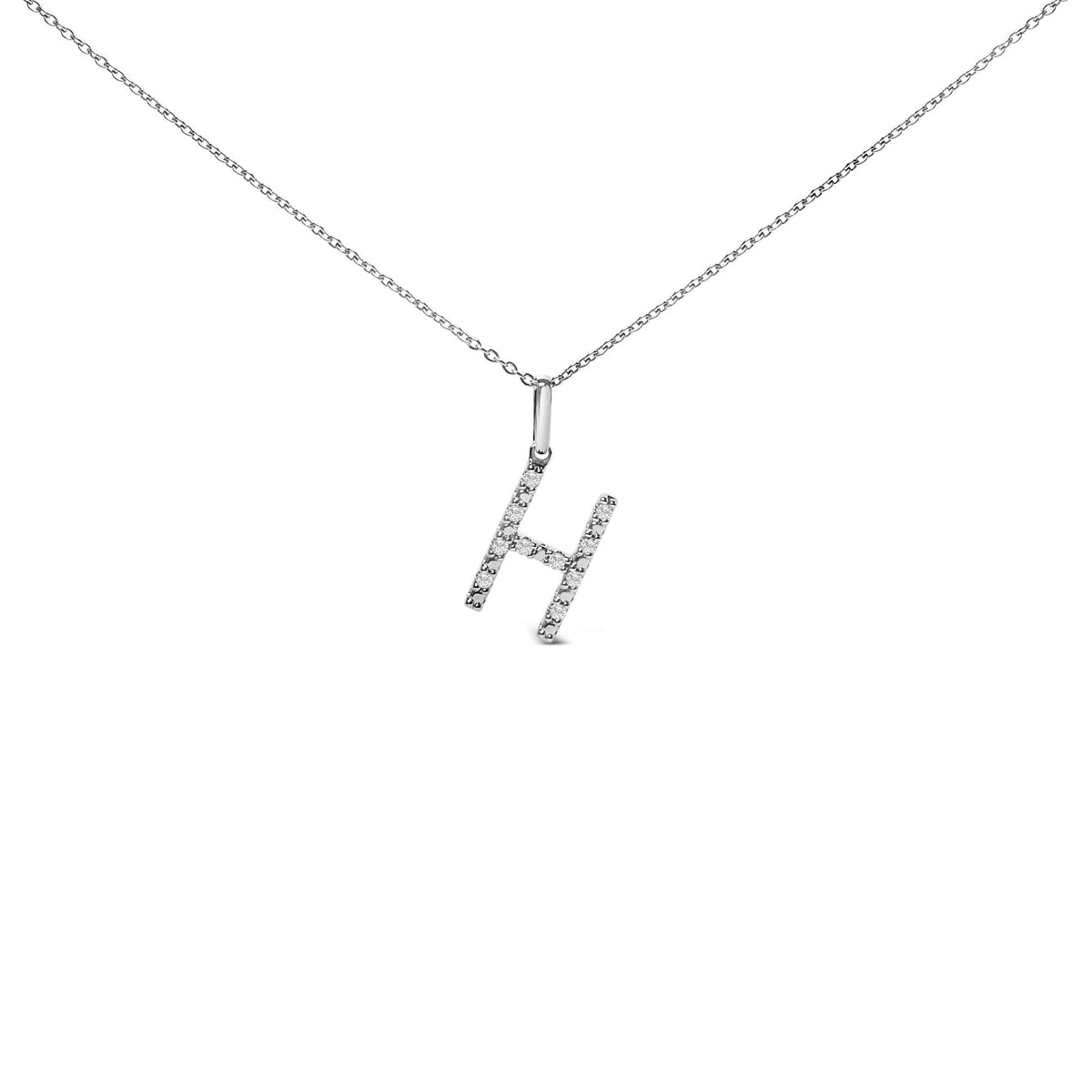 Sterling Silver Diamond Accent "A-Z" Initial Pendant Necklace