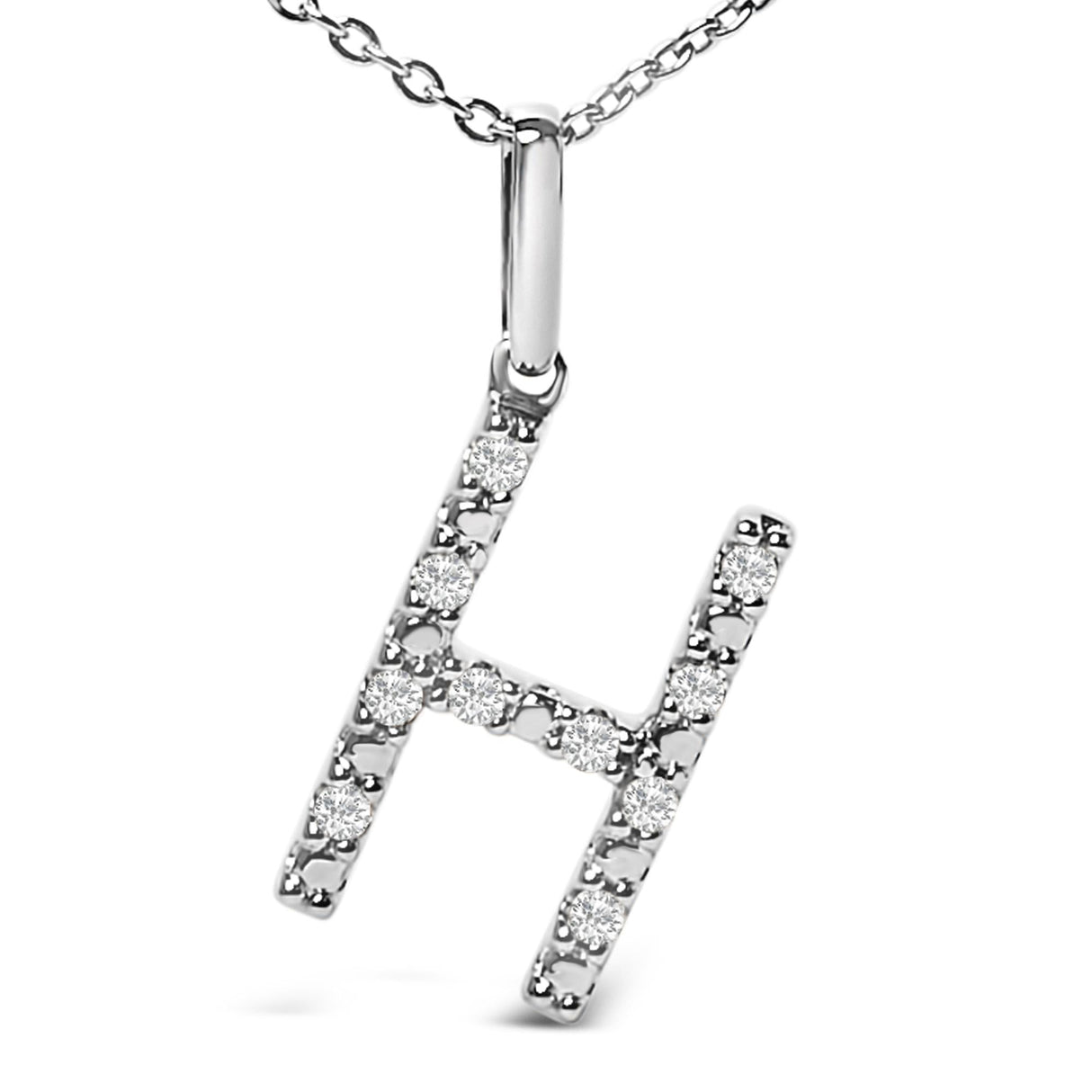 Sterling Silver Diamond Accent "A-Z" Initial Pendant Necklace