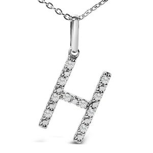 Sterling Silver Diamond Accent "A-Z" Initial Pendant Necklace