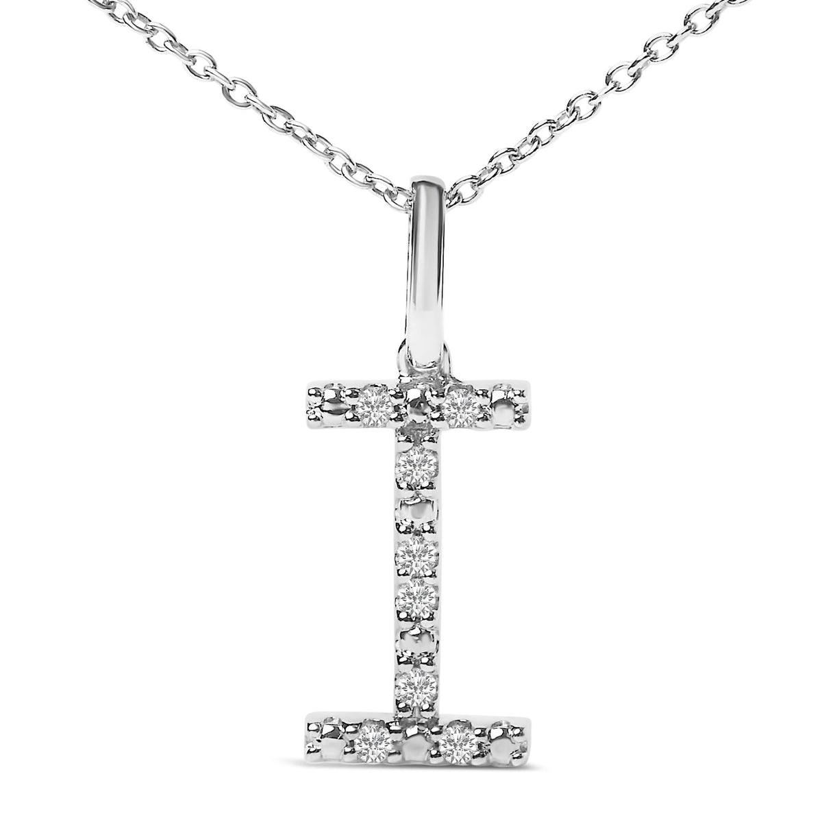 Sterling Silver Diamond Accent "A-Z" Initial Pendant Necklace