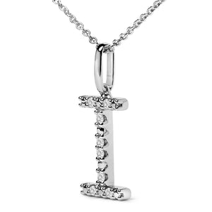 Sterling Silver Diamond Accent "A-Z" Initial Pendant Necklace