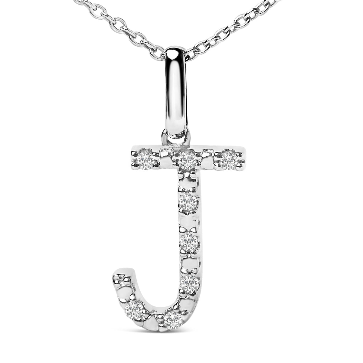 Sterling Silver Diamond Accent "A-Z" Initial Pendant Necklace