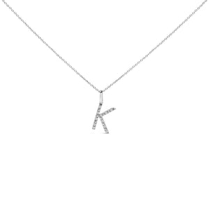 Sterling Silver Diamond Accent "A-Z" Initial Pendant Necklace