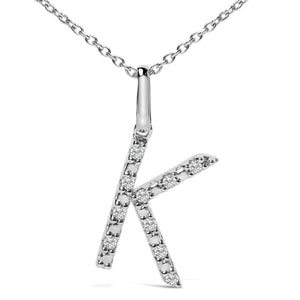 Sterling Silver Diamond Accent "A-Z" Initial Pendant Necklace