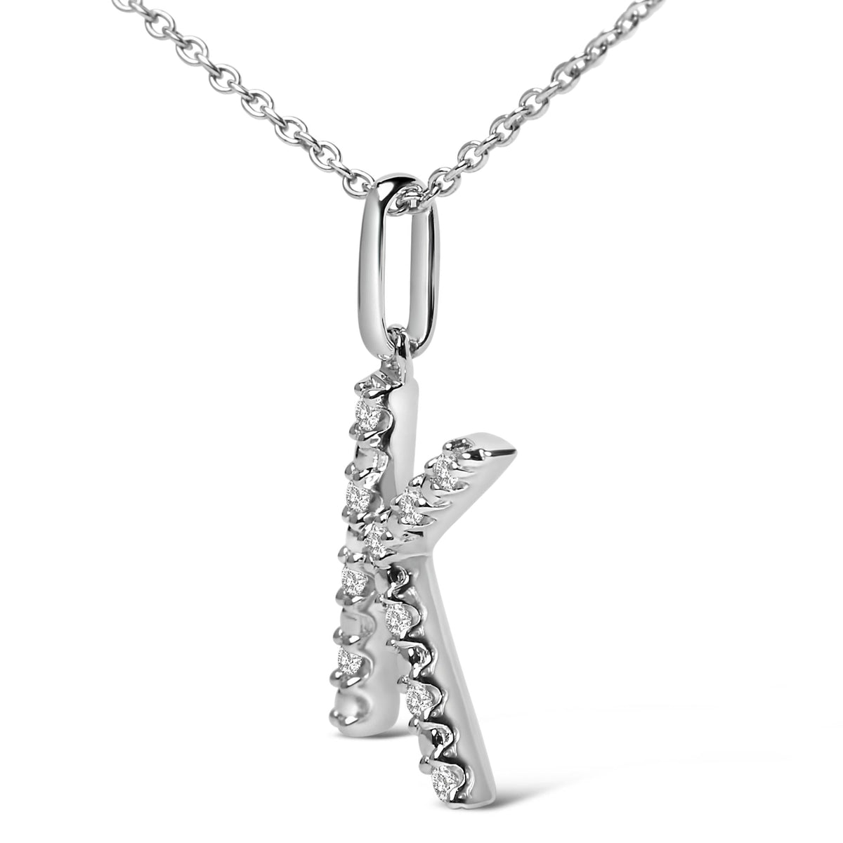 Sterling Silver Diamond Accent "A-Z" Initial Pendant Necklace