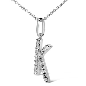 Sterling Silver Diamond Accent "A-Z" Initial Pendant Necklace