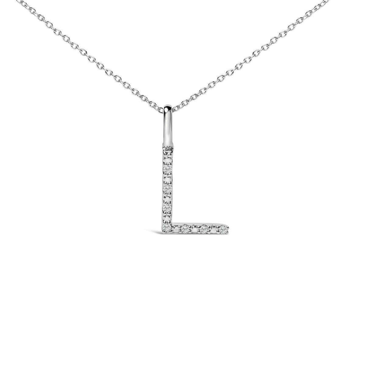 Sterling Silver Diamond Accent "A-Z" Initial Pendant Necklace